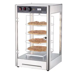 VEVOR Commercial Food Warmer Display, 4-Tier Pizza Warmer with Rotary Steam Heating for 14 in Pizza, 86185 Temperature Control and Temp Display, 25W Oven Light+ Top LED for Pizza Shop, RestaurantVEVOR Super Brand Day