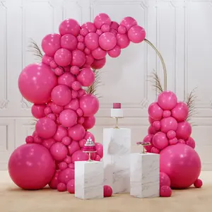 PartyWoo Thick Hot Pink Balloon Arch Kit, 128 Pcs with 18/12/10/5-Inch Magenta Fuchsia Balloons of Different Sizes, for Baby Shower, Wedding Party Decorations