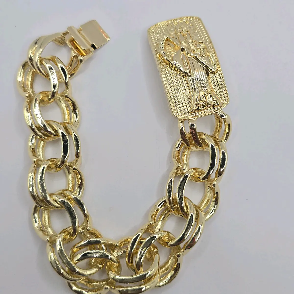 LA SANTA MUERTE OR MALVERDE SINALOA bracelet elegant thick gold and black color measuring 9"inches gold-plated TAKE ONE