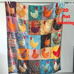 1pc Flannel Blanket - Soft Warm Throw with Cute Chickens in Pastel Colors (Pink, Orange, Yellow, Brown, Black, White, Red) - Lightweight All-Season Couch, Bed, Camping, Travel, Office, Car Blanket - Cozy Home Decor Gift for Chicken Lovers - Easy-Care Flan