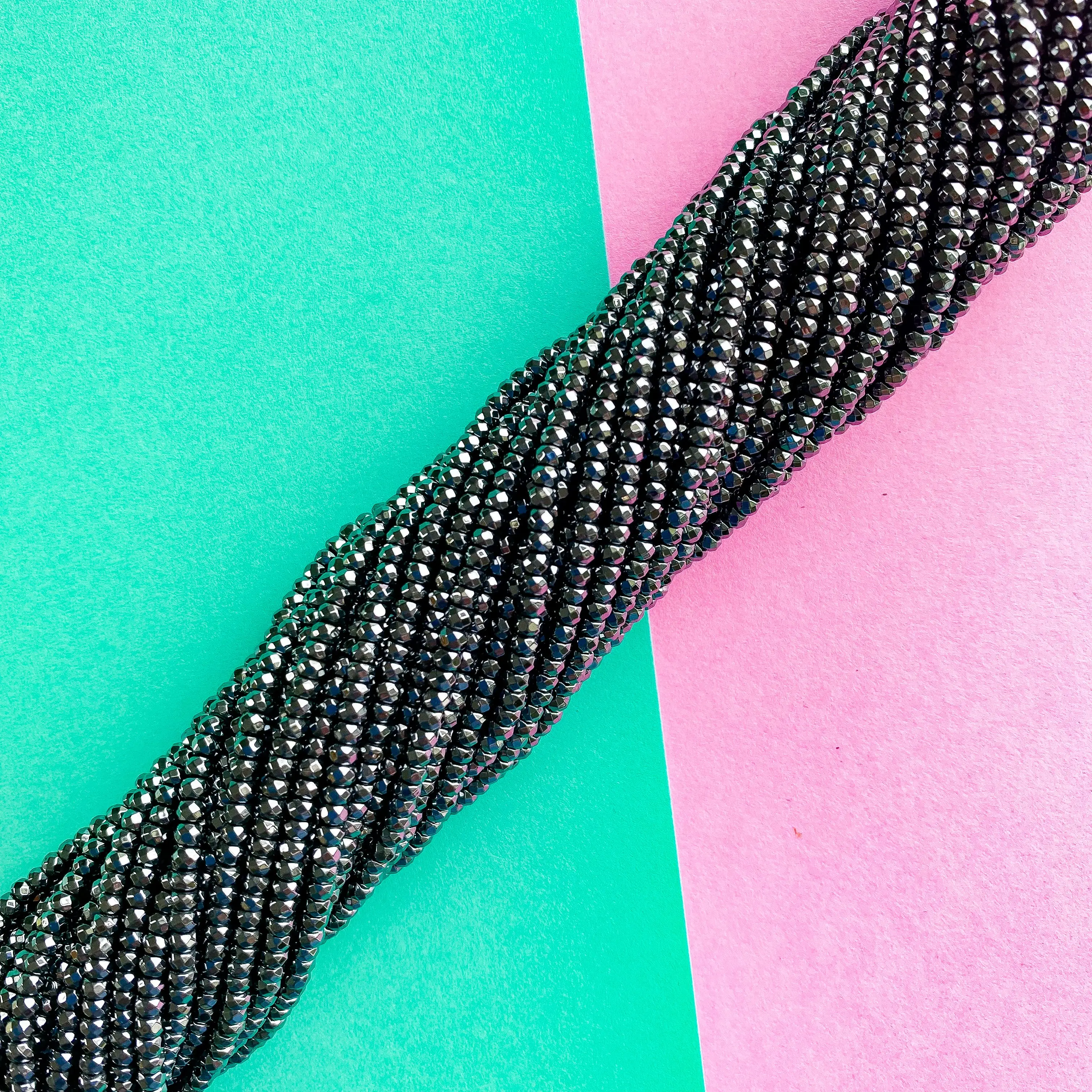 3mm Faceted Hematite Rondelle Strand