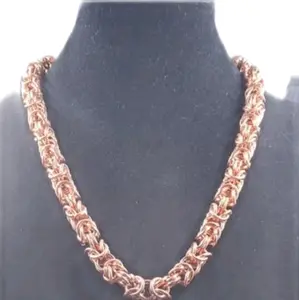 Byzantine Copper Chainmail Necklace - Handcrafted Medieval Style Jewelry for Men & Women