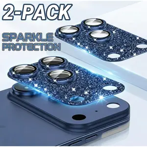 Glitter Camera Lens Protector for iPhone 17 Pro Max 2PC Bling Ring 9H Hard Anti-Scratch Style Premium Tempered Glass Precision Fit Easy Installation（Mobile phone not included） wildflower cases