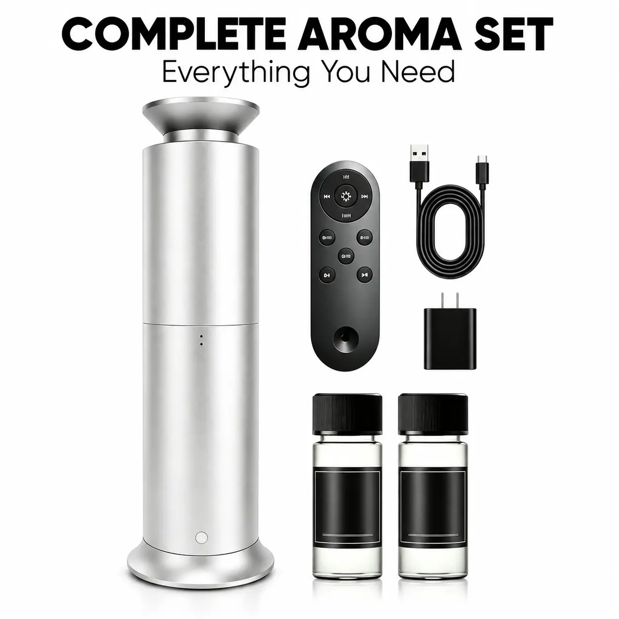 Scentimental Wireless Rechargeable Waterless Aroma Diffuser Kit - Aromatherapy Diffusers, Pure Atomizer, Remote Control Ease, Long-Lasting Scent, Home Use, 2 Premium 30ml Hotel Spa Refills, 20 ml Compatible, Essential Oil Support