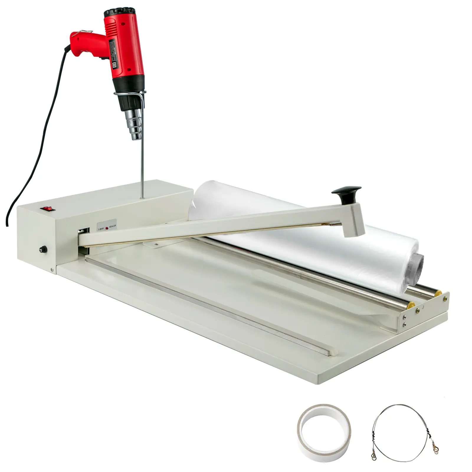 VEVOR 24\" I-Bar Shrink Wrap Machine, 800W Shrink Wrap Sealer with Heat Gun, Shrink Film Shrink Wrap Sealer Compatible with PVC POF Film