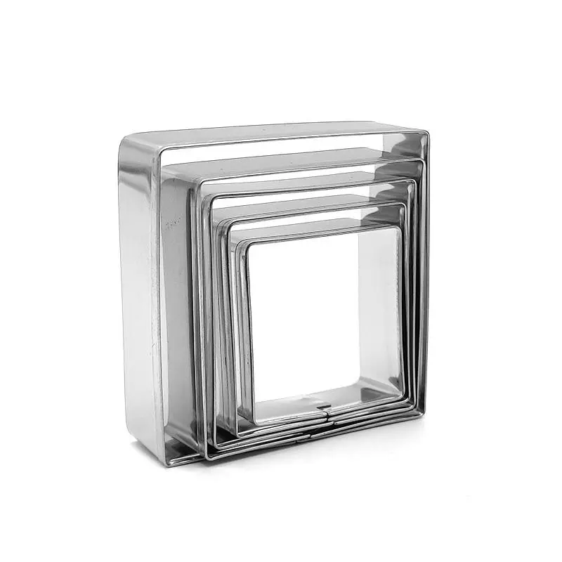 5pcs Stainless Steel Square Cookie Cutter, Baking Tool For Vegetable And Fruit Cutting and Baking, Cookie Cutters Home, Baking Supplies