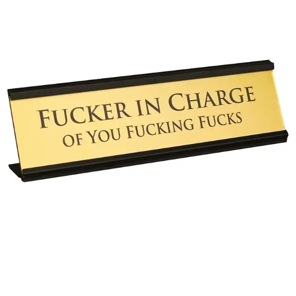 Aluminium Rectangular Office Desk Nameplate - 8x2 in Flat Metal Display, Durable, Fade Resistant, Long Lasting, Bold Text, Simple Accessory, Coworker Birthday Gift, Office Decor