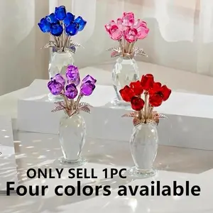 Elegant Crystal Rose Sculpture, Artificial Rose Bouquet, Artificial Rose Flower, Romantic Sunlight Hand Gift, Birthday, Valentine's Day, Christmas, Halloween, Thanksgiving, Mother's Day