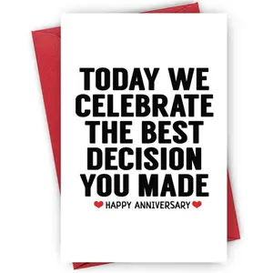 Anniversary Greeting Card with Envelope, 1/3/5 Counts Romantic Anniversary Greeting Card for Couples, Perfect for Husband, Wife, Parents, Anniversary, Birthday Gift