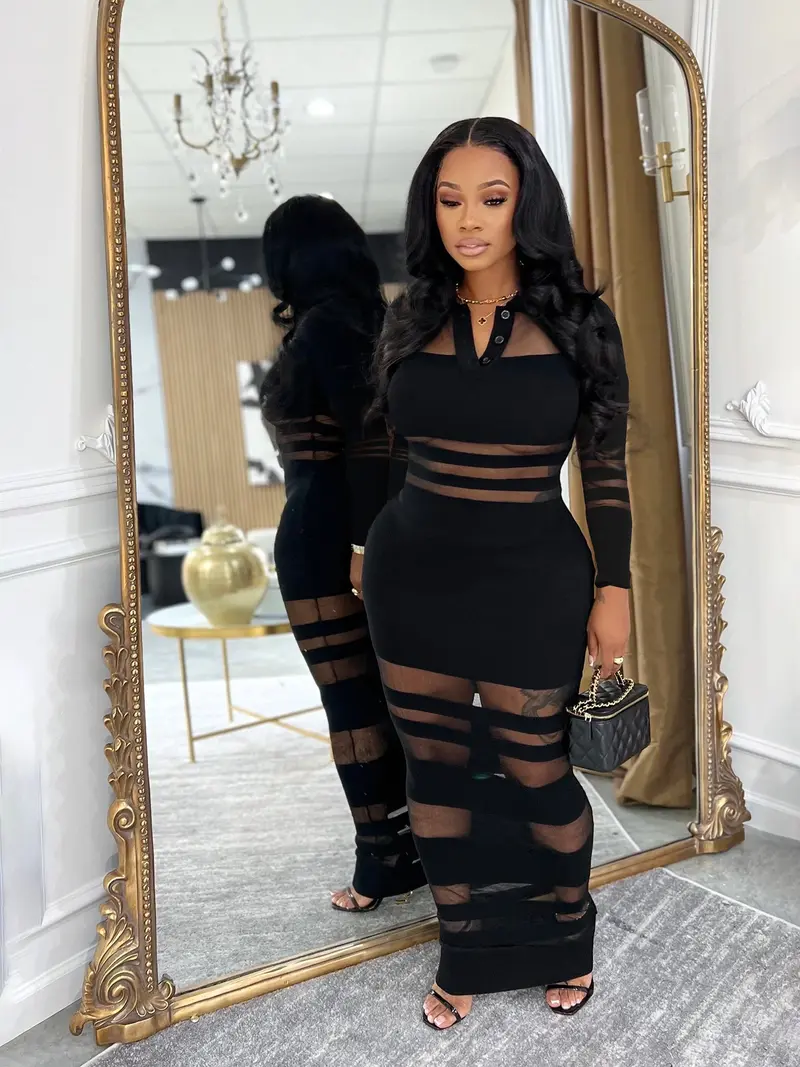 Long sleeve mesh bodycon dtess - TikTok Shop Long sleeve mesh bodycon dtess - TikTok Shop