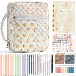 FLOE Bible Cover Case for Women Large Bible Bag, Bible Study Supplies Journaling Kit Quilted Church Bag with Handle, Puffer Carrying Case w/Tabs Accessories Easter Mothers Day Christian Gifts for Women Mom