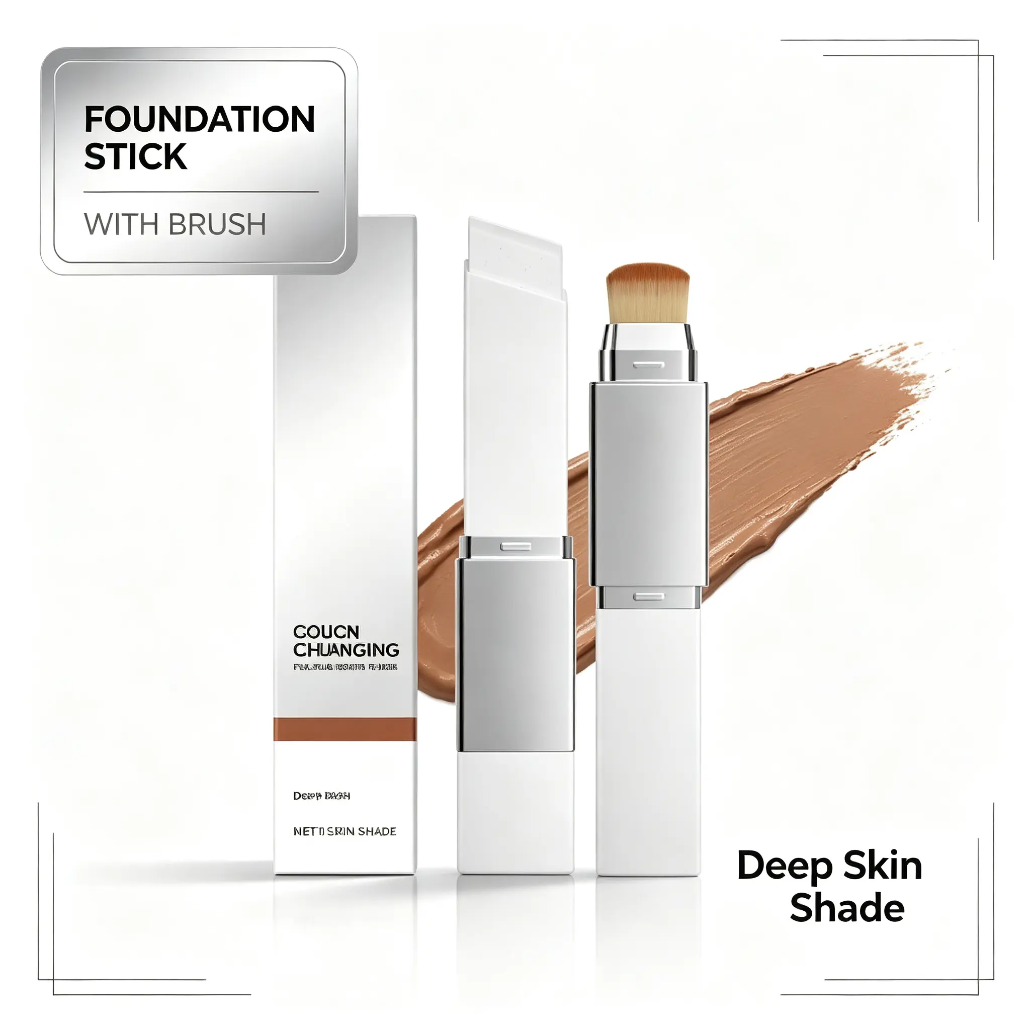 Foundation & Concealer Stick with Brush, Self-Adjusting Oil-Control Cream for Pore Blurring & Acne Coverage, Lightweight Longwear Makeup, 13g Full Coverage Perfecting Complexion Stick, Compact, Blend, Daily