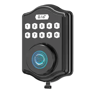 52hz AI Smart Fingerprint Door Lock with Code, Voice Guide, Password lock, Auto Lock, Easy to Install, Black Security-A2