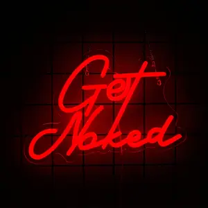 Get Naked Neon Signs Bath Kidding Word Wall Art Decor Funny  Letters Lamp Get Naked Light sign for House Warming,Farmhouse, Wedding, Anniversary
