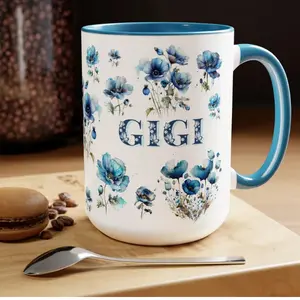 GiGi Two-Tone Coffee Mug, Botanical, Gift for Her, Mother's Day Gift, Birthday Christmas Gift