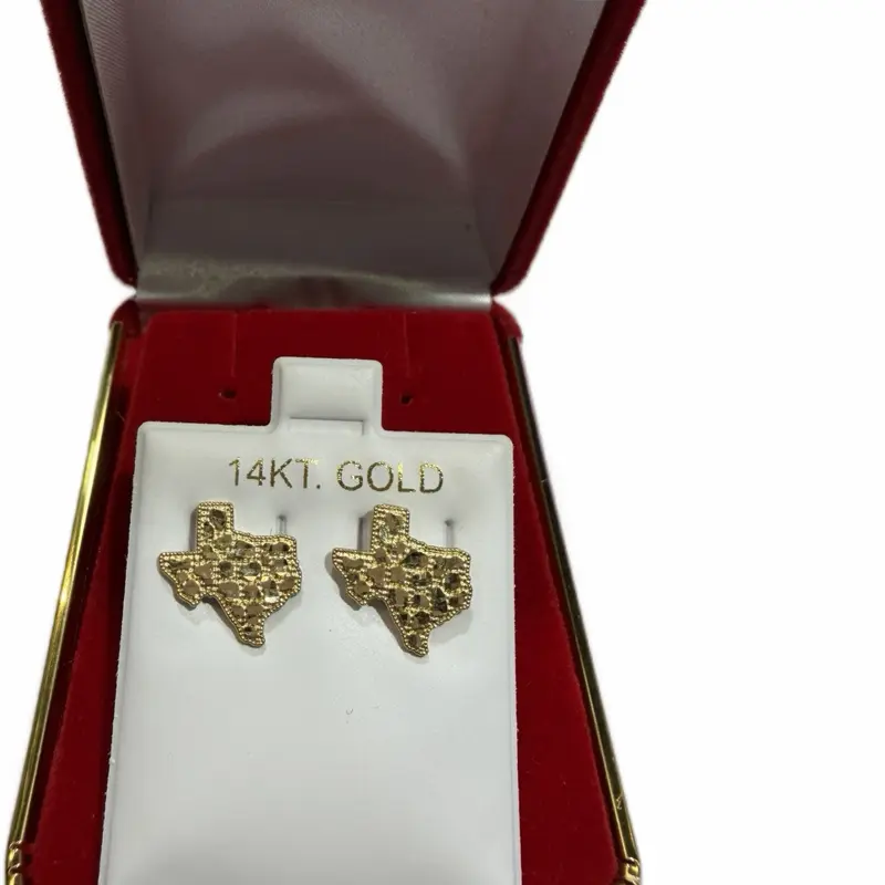 14Kt Gold TX Nugget Stud Earrings