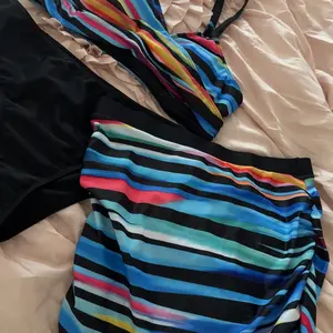 Women's Striped Print Bikini Set, Casual Fashion Swimsuit Set, Criss Cross Swimwear for Beach Holidays, Ladies Summer Clothes, Tankini Swimwear Set, Tankini Bathing Suits