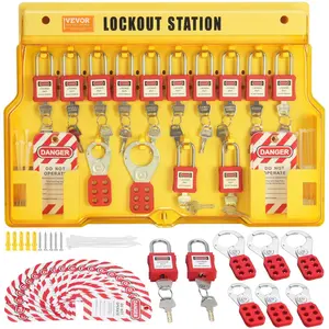 【fathersdaygift】VEVOR Electrical Lockout Tagout Kit, 60 PCS Safety Lockout Tagout Station Includes Padlocks, Hasps, Tags, Nylon Ties, Expansion Kit, and Lockout Station Board, for Industrial, Electric Power