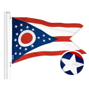 G128 Ohio State Flag | 2x3 Ft | ToughWeave Series Embroidered 300D Polyester | Embroidered Design, Indoor/Outdoor, Brass Grommets