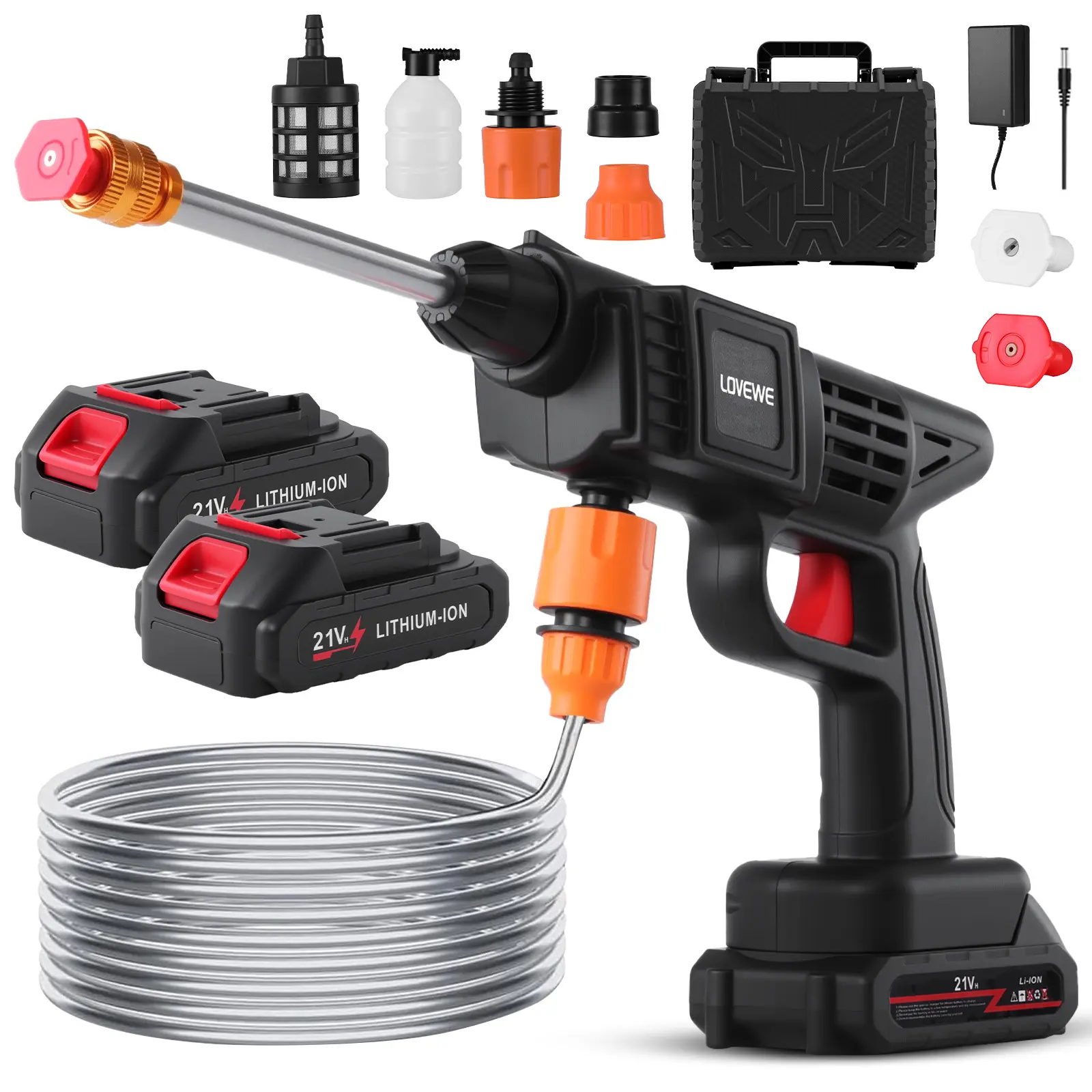 435PSI Cordless High Pressure Washer with 2 LithiumBatteries & Charger, Portable Wireless Power Cleaner withFoam Spray Gun, Ideal for Floors, Cars & OutdoorCleaning, Includes Tool Box high-pressure cleaning machine portatil hidro jet