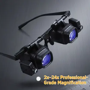 2x–24x Head-Mounted Magnifying Glasses (with LED Light) - Portable Watch Repair Magnifier, Suitable for Mobile Phone and Electronic Component Soldering