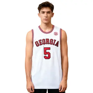 Men's Basketball Jersey Anthony Edwards #5 Georgia College white Polyester Sewing embroidery large size V-neck mesh ventilation Outdoor sportswear retro old-school style sports top daily training suit Halloween Christmas gift S-XXL