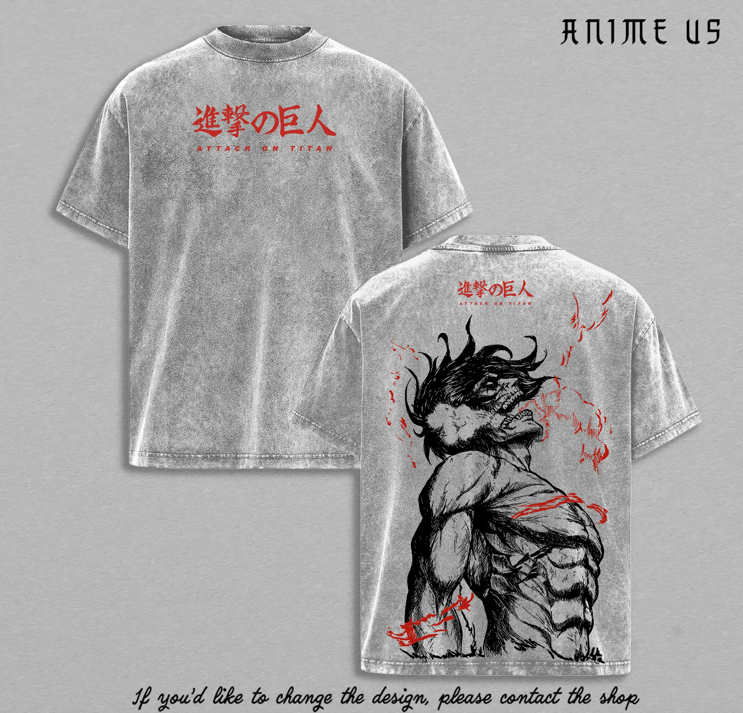Eren Yeager Titan Rage Attack on Titan Shirt Vintage Washed Anime Tee Freedom Awakening Dark Power Graphic Back Streetwear Oversized