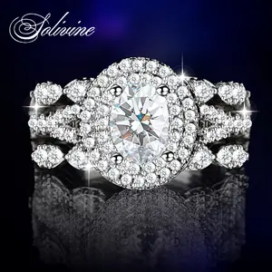 Halo 3CT Oval Cut Ring for Women – 925 Sterling Silver 5A CZ Cluster Vintage Style Engagement Ring, Perfect for Christmas Gifts for Girls