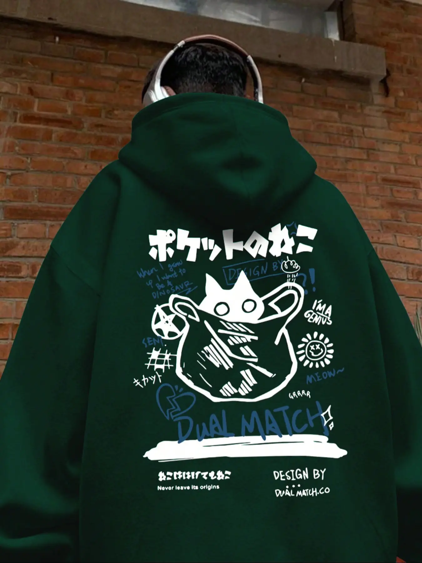 Men's Casual Loose Hooded Long Sleeve Sweatshirt, Classic Versatile Design, Letter Cartoon Print Fleece Pullover, Fall & Winter Fashion, Graphic Print Hoodie, Menswear