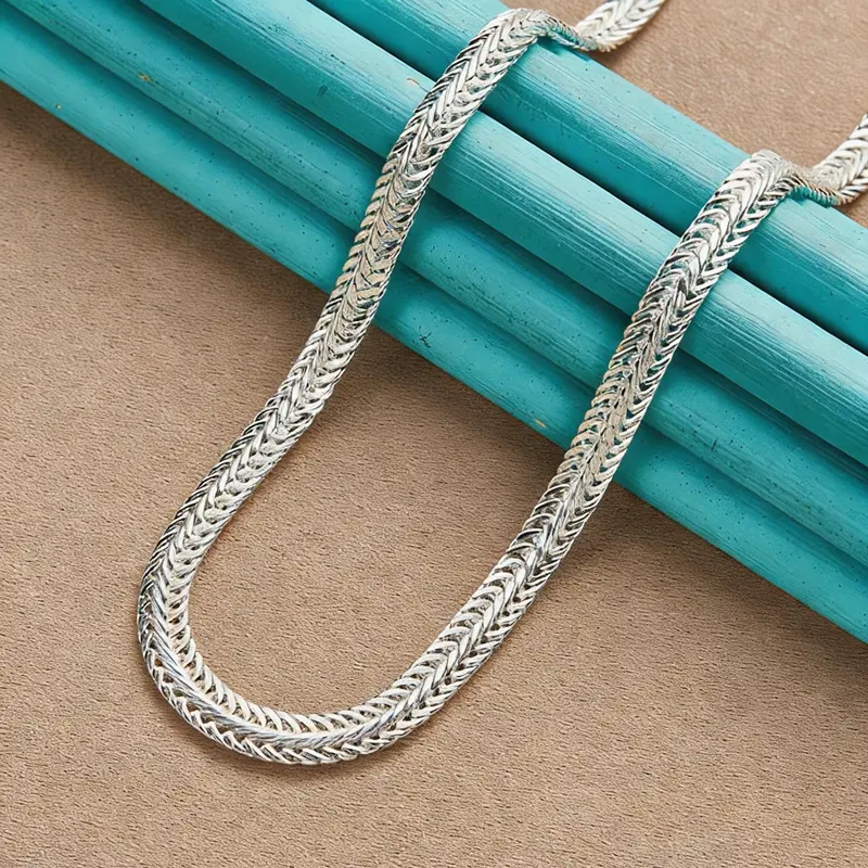 Silver Chain for Men 925 Silver Over Fox-Tail Rope Chain Necklace for Women and Men with lobster clasp ( 20, 24 Inches)，Foxtail Chain Necklace for Men Jewelry Mens Chains Gifts for Husband Father Boyfriendssummerwins
