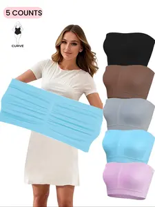 【Plus Size】solid Color Bandeau Bra, Casual Comfortable Breathable Bra for Daily Wear, Women's Plus Size Lingerie for All Seasons, Straplessbra, Wireless Strapless Bra