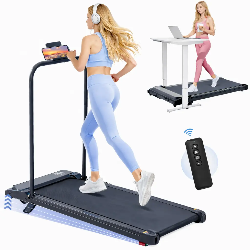 [2026 Upgraded] Portable Folding Under Desk Treadmill with Incline, 3.0HP Foldable Handrail Walking Pad, Compact Mini Design for Home Office, Remote Control, 0.6-7.6 MPH Speed, 350 lbs Max Weight Capacity, Portable Folding Treadmill, Running Machine