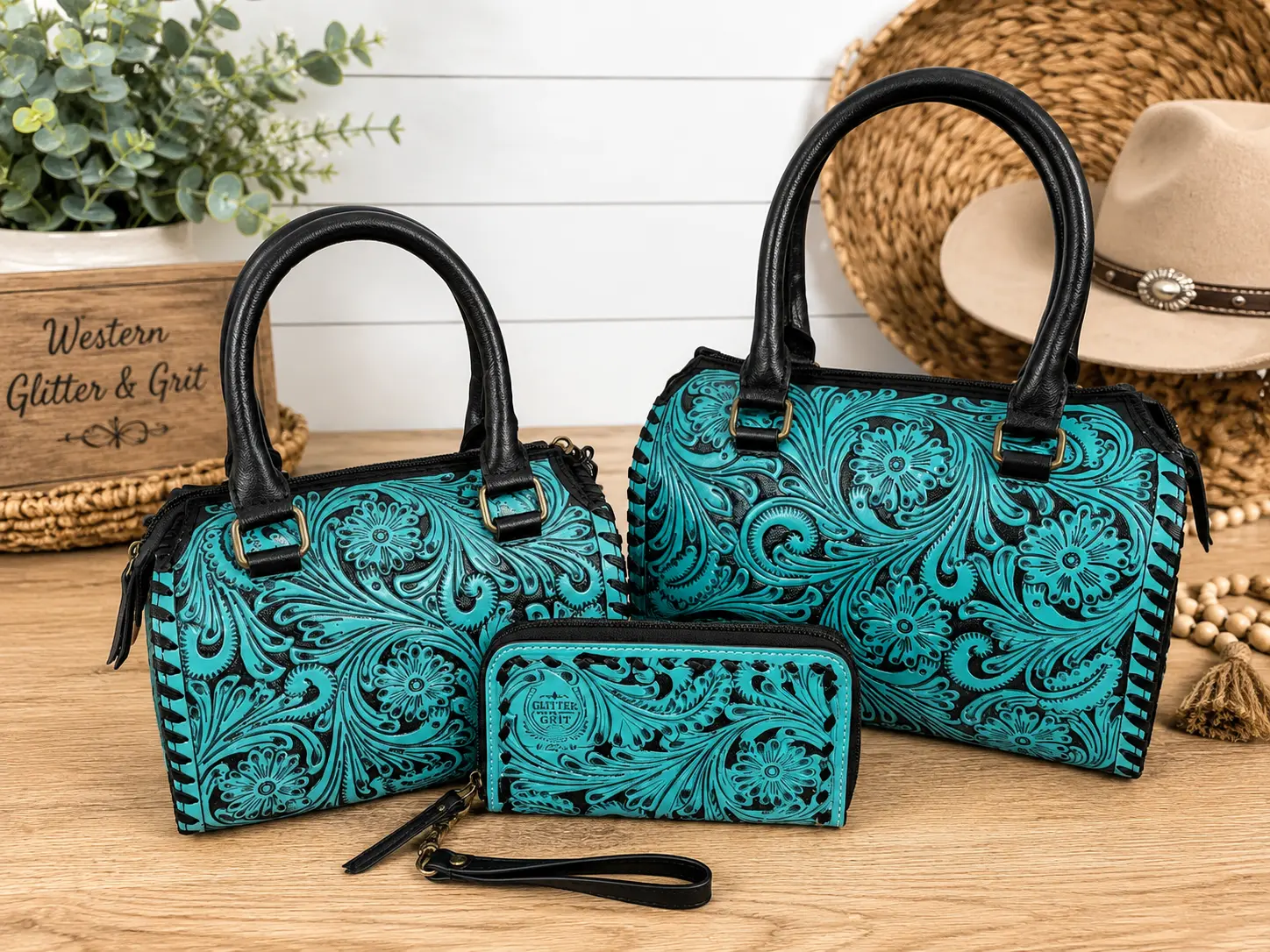 Women's Blue Sage Exclusive Crossbody-Shoulder Handbag Set, Handbags for Women Available at Glitter & Grit