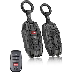 Heavy Key Fob Cover for Toyota, Key Fob Case Protector Accessories Fits for Toyota 2025 2024 Tacoma and 2025-2022 Tundra 4-Button (TYPE-C-Black)