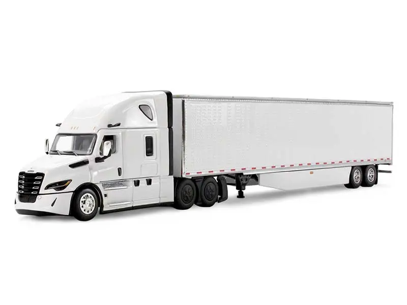 DCP 60-2087 1:64 Scale White Freightliner Fifth Generation Cascadia Raised Roof Sleeper with 53' Utility Trailer - First Gear Highly Detailed Heavy Truck Model Diecast Toys, New in Box