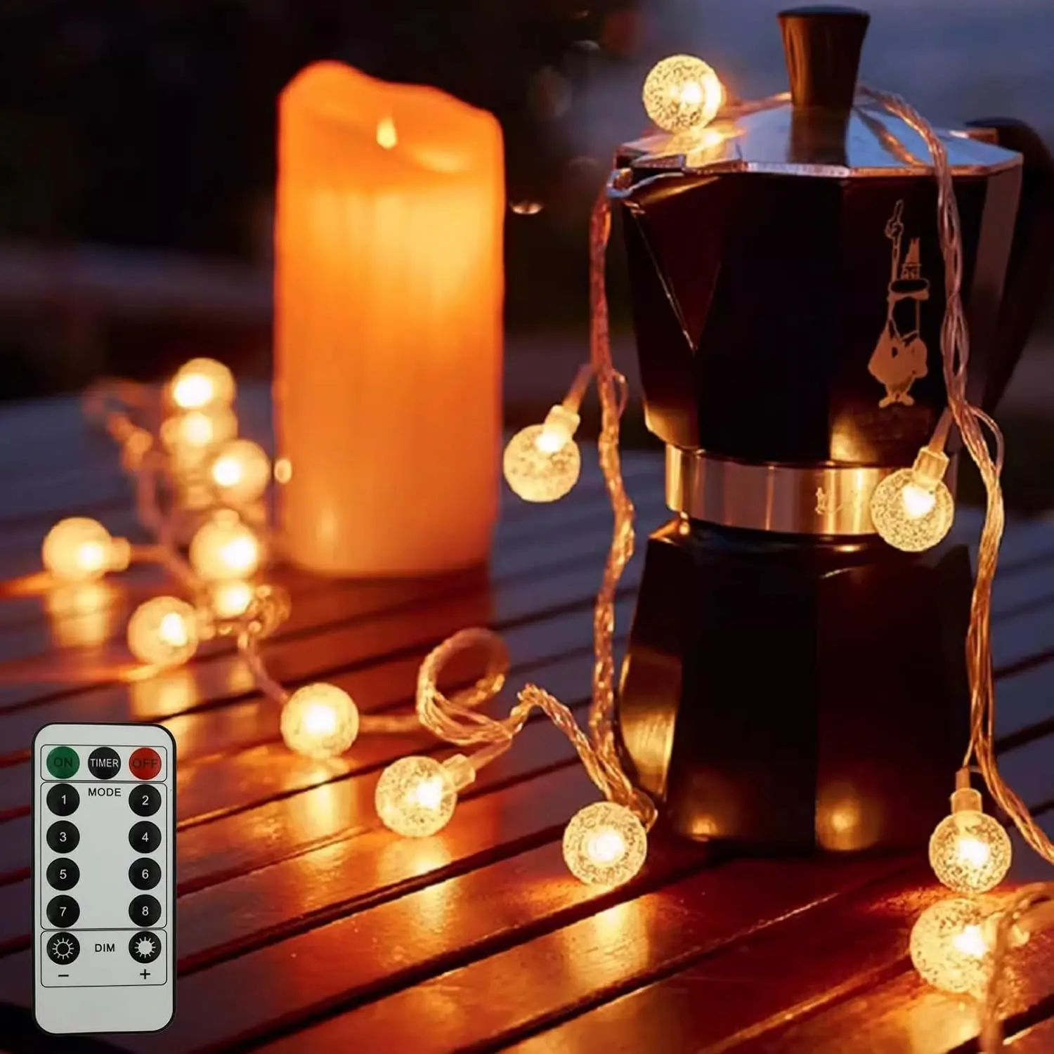 Bubble Globe String Lights USB Powered, 19.6 FT 40 LEDs 8 Modes Waterproof Hanging Crystal Ball Fairy Lights Remote for Indoor Bedroom Patio Party Decorations, Warm White