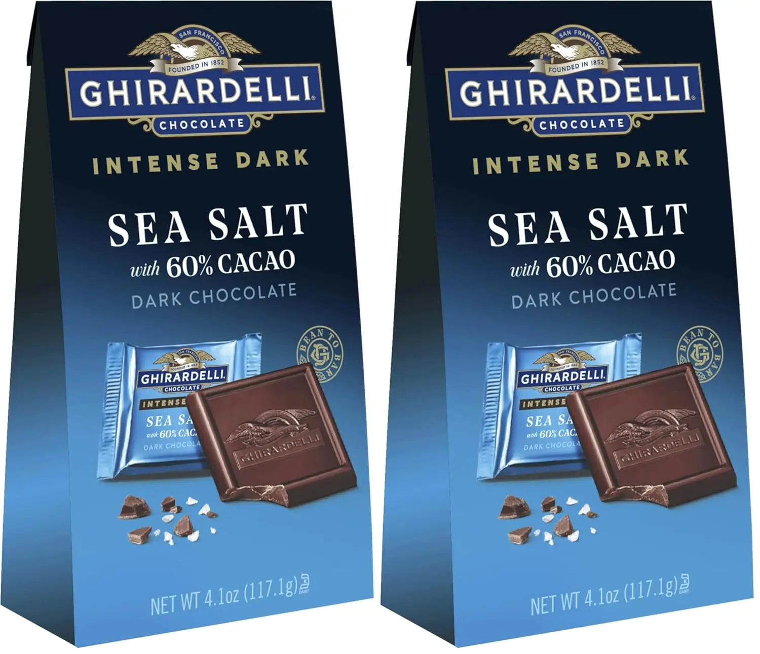 Ghirardelli Sea Salt with 60% Cacao Dark Chocolate Medium Bag (Pack of 12)