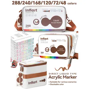 48/72/120/168/240/288 Colors Acrylic Paint Markers, Soft Brush Tip, Marker Bag Included, Ideal for DIY Crafts, Art Supplies