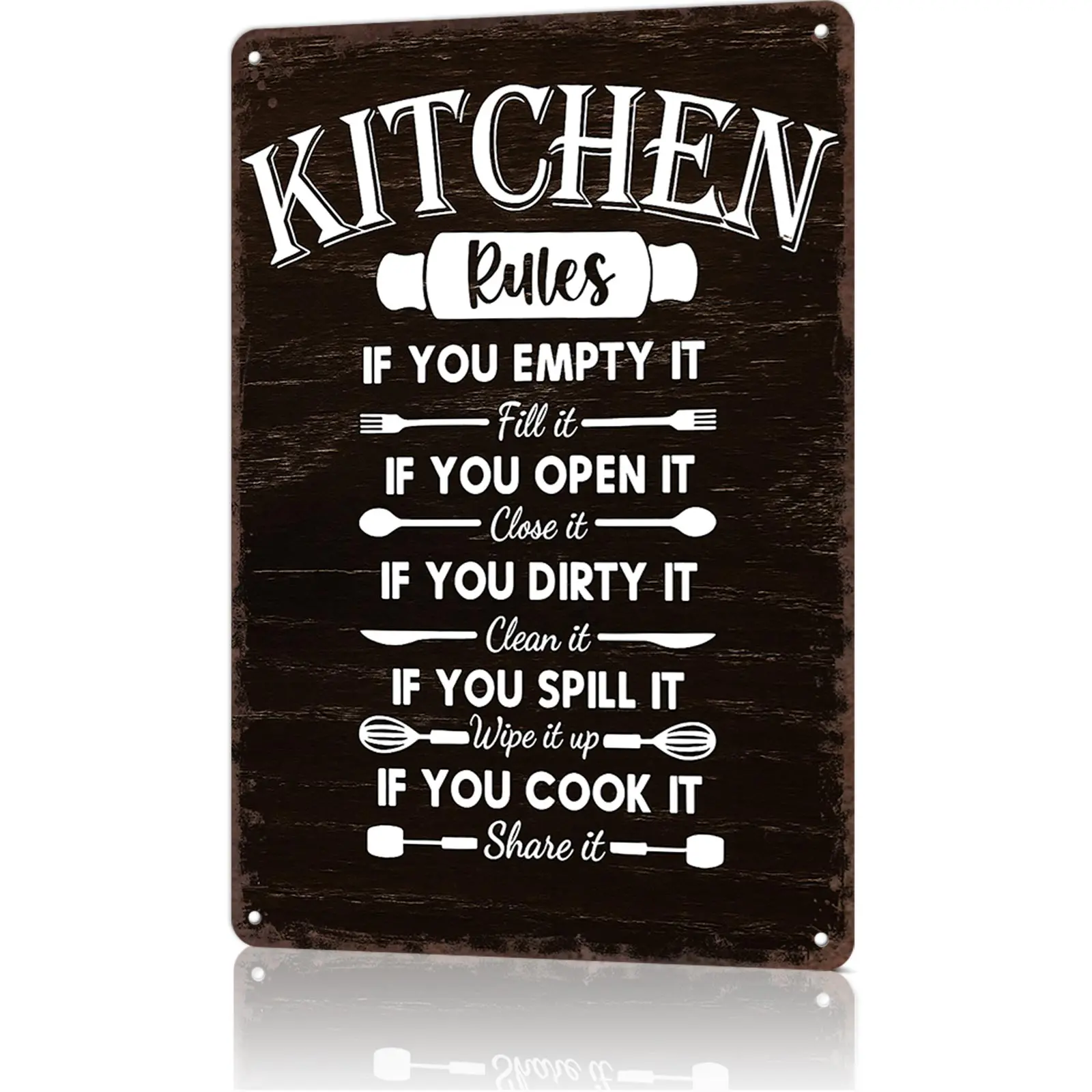 8x12 in Rectangle Tinplate Metal Kitchen Wall Decor Sign - Easy-to-Clean, Grease-Resistant Home Supply Plaque for Dining Area with Kitchen Wall Art