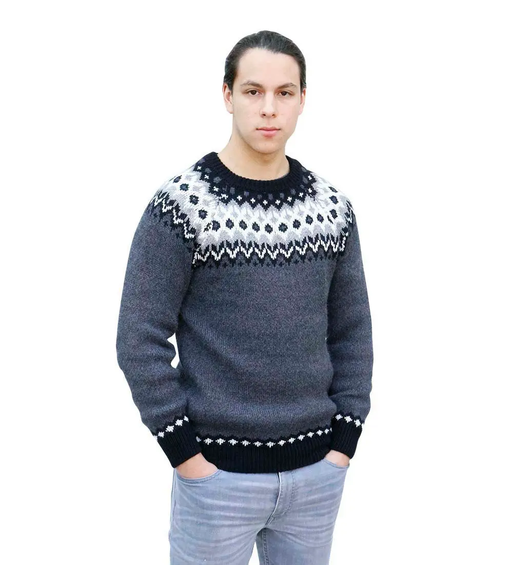 Men's Alpaca Sweater Diamonds Design