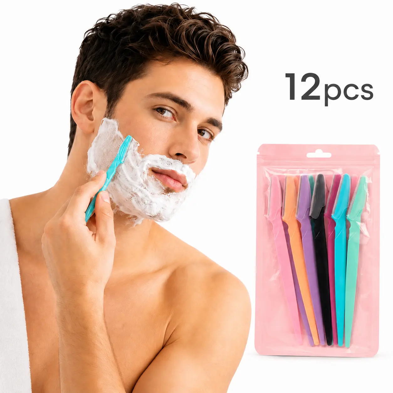12pcs Facial Hair Remover Razor, Portable Dermaplaning Tool for Eyebrows, Peach Fuzz, Upper Lip & Smooth Skin