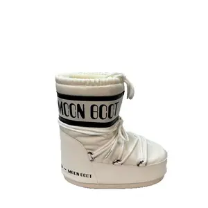 2025 Waterproof Moon Snow Boots for Women Mid-High Shaft Lace-Up Warm Non-Slip Winter Ski Shoes