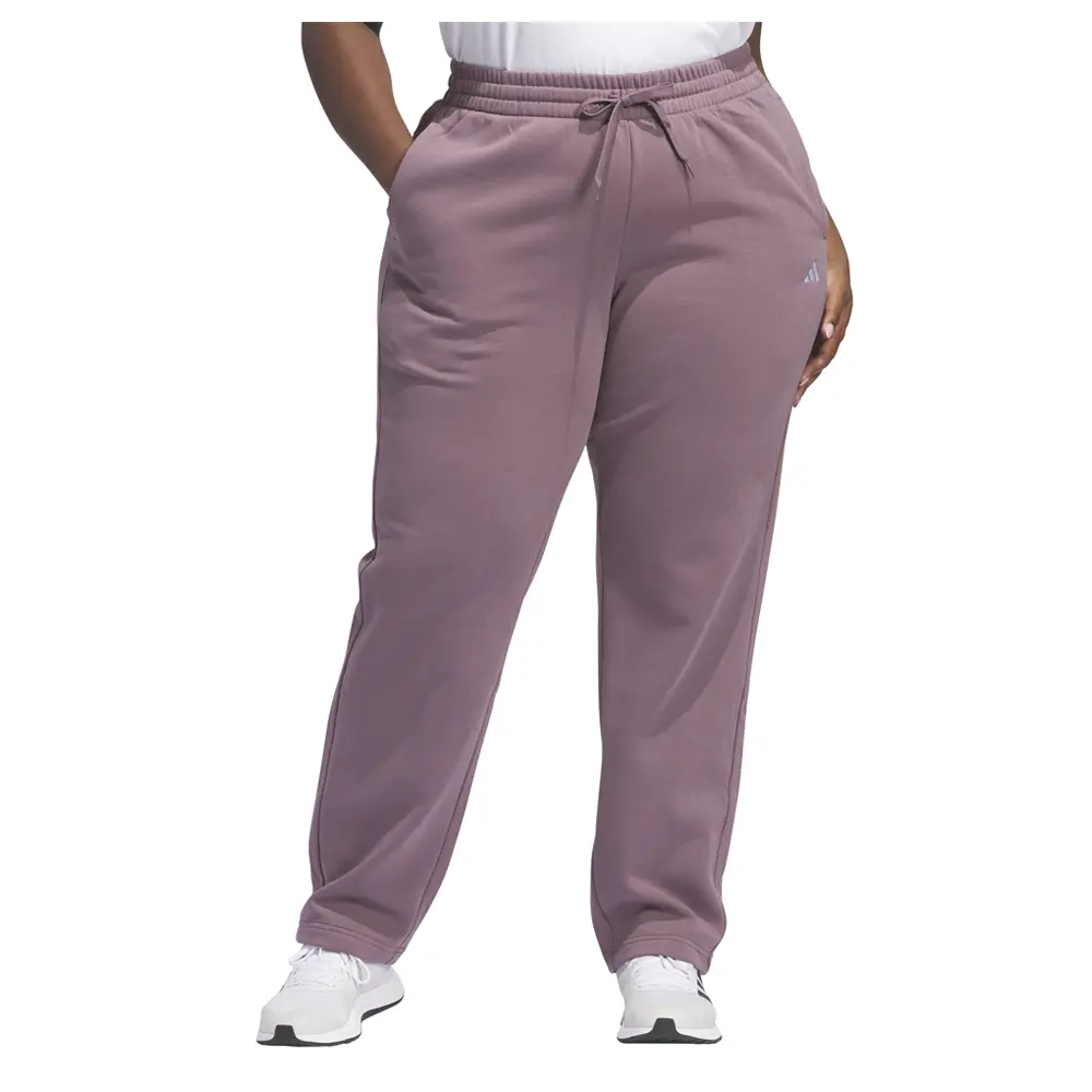 adidas Womens Essentials Small Logo Feel Cozy Open Hem Joggers Plus Size Casual - Purple