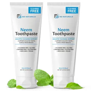 M3 Naturals Neem Toothpaste Organic Fluoride-Free with Mint | Herbal Formula for Healthy Teeth and Gums | Non-GMO, Vegan, 4.23 oz (120 g)