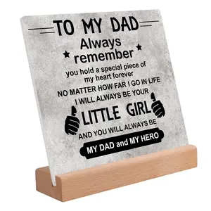 Fathers Day Gifts for Dad from Daughter Acrylic Plaque, Desk Decorative Sign for Home Office Dad Birthday Gifts