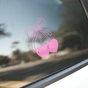 Cherry Hearts Bow Vinyl Decal for Car, laptop decal, car accessories, Window Sticker