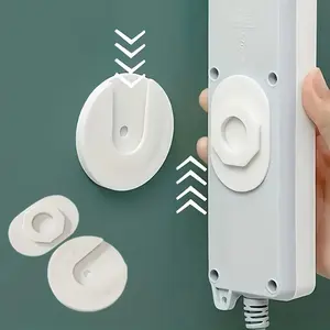 No-drill detachable fixed power strip, 1 set of power strip fixers, power cord organizer, traceless wall-mounted plug hook, and miscellaneous storage rack, Socket Holder Accessory