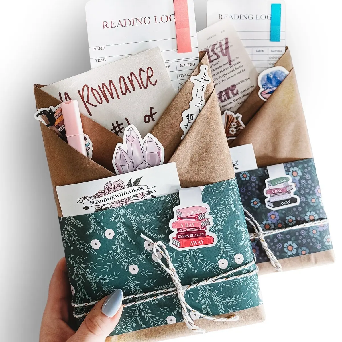 Blind date with a book with stickers, handmade magnetic bookmark, bookmark log, annotating tabs and more | Hard Cover | Soft Cover bundle bookish