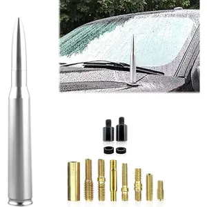 1 PC Car Bullet Antenna, 50 Cal Bullet Antenna, Antenna Topper Replacement, Heavy Duty Pickup Truck Accessories,1500 2500 3500 HD GMC Sierra 1500 2500 3500 (Silver)
