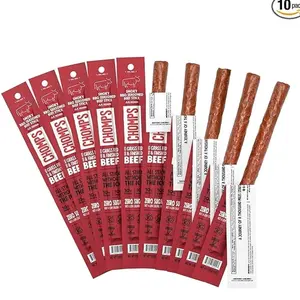 Chomps Grass-Fed and Finished Smoky BBQ Beef Jerky Snack Sticks 10-Pack - Keto, Paleo, Whole30, 10g Lean Meat Protein, Gluten-Free, Zero Sugar Food, Non-GMO